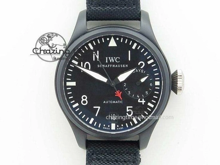 MIROTIME 0318 TimelessDesign Big Pilot IW510301 Satin-Polished SS YLF Best Edition Black Dial On Leather Strap A 7213